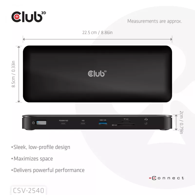 Dockingstation CLUB 3D 14-1 USB-C Quad Display USB4 mit 2× USB 2.0-Anschlüssen