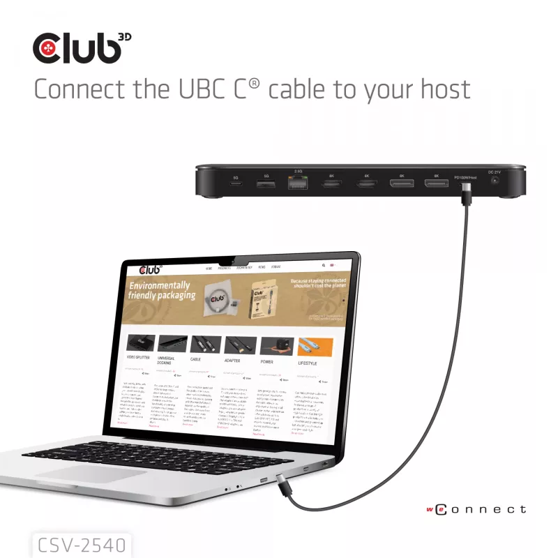 Dockingstation CLUB 3D 14-1 USB-C Quad Display USB4 mit 2× USB 2.0-Anschlüssen