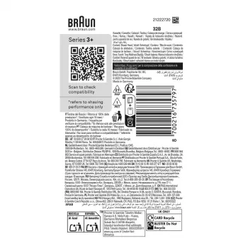 Scherkopf für BRAUN Series 3 Modell 735797 — 1 Ersatzkopf, schwarz Edelstahl