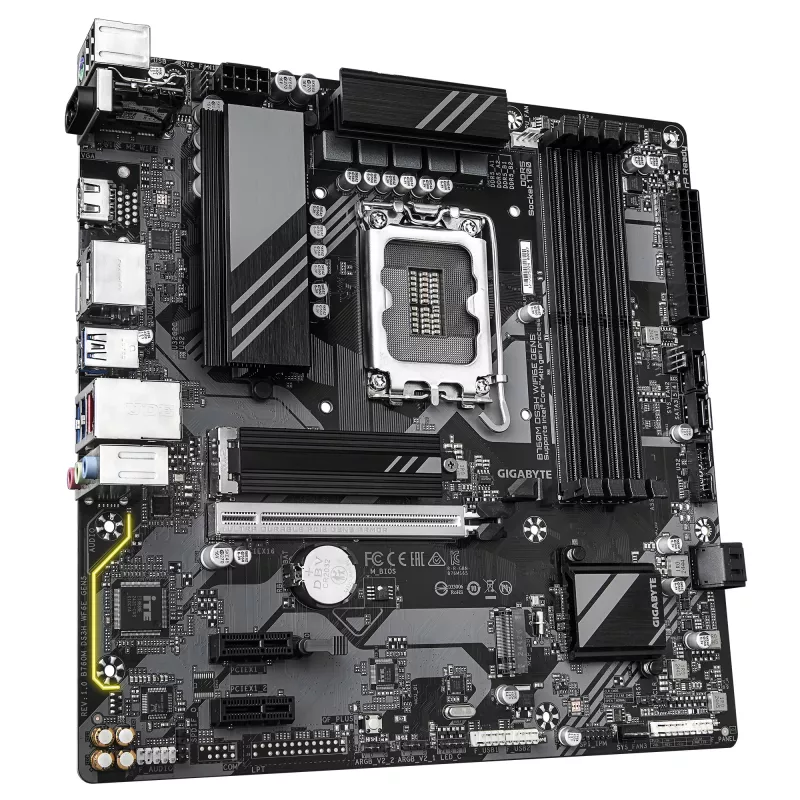 GIGABYTE B760M DS3H WIFI6E GEN5 Mainboard - Unterstützt Intel Core 14. Gen CPUs, 6+2+1 Phasen Digital VRM, bis zu 5600MHz DDR5, 2xPCIe 4.0 M.2, Wi-Fi 6E, 2.5GbE LAN, USB 3.2 Gen2
