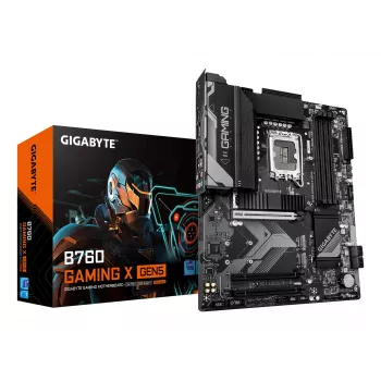 GIGABYTE B760 GAMING X GEN5 Mainboard - Unterstützt Intel Core CPUs der 14. Gen., 8+1+1 Phasen VRM, bis zu 5600MHz DDR5, 3xPCIe 4.0 M.2, 2.5 GbE LAN, USB 3.2 Gen 2