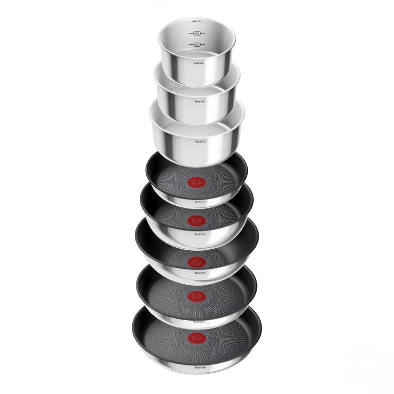 Topfset Tefal Ingenio L897SJ04 20-teilig – Edelstahl, Antihaft, inklusive 5 Bratpfannen, 3 Töpfen, Wok, 4 Deckeln