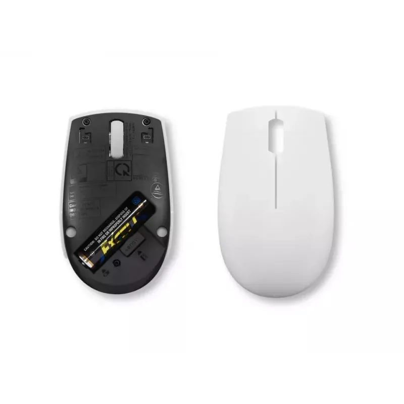 Kabellose kompakte Maus Lenovo Compact Mouse mit Batterie – beidhändig, 1000 DPI, HF-Wireless, 3 Tasten, grau