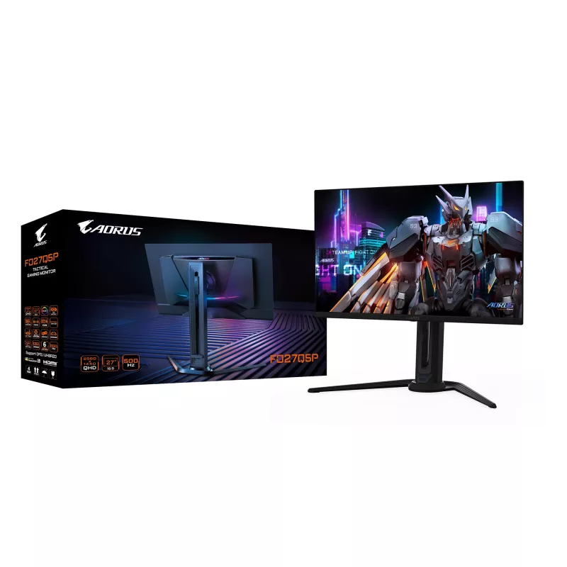 GIGABYTE AORUS FO27Q5P OLED QHD Gaming-Monitor – 2560 x 1440, 500 Hz, 0,03 ms, KVM, 300 cd/m², FreeSync Premium Pro, DisplayHDR True Schwarz 500, DisplayPort 2.1