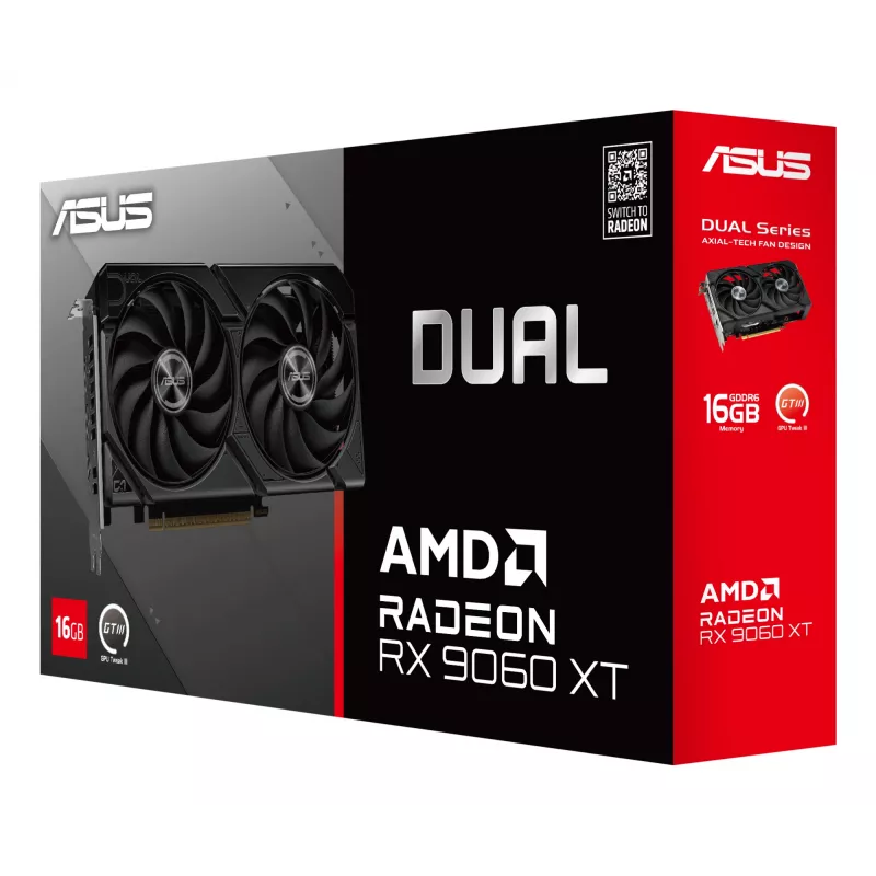 Grafikkarte ASUS Dual Radeon RX 9060 XT 16 GB GDDR6, 128-Bit, PCIe 5.0, 2 Lüfter