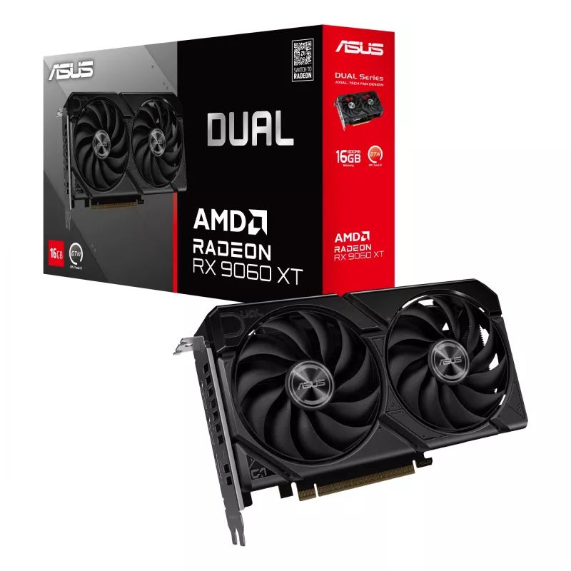Grafikkarte ASUS Dual Radeon RX 9060 XT 16 GB GDDR6, 128-Bit, PCIe 5.0, 2 Lüfter