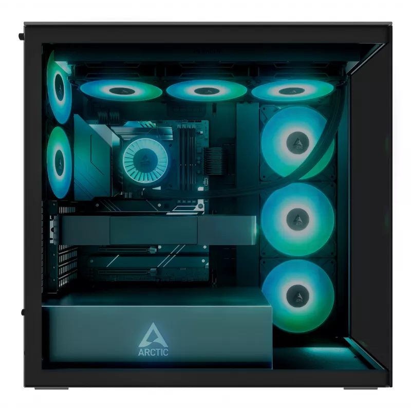 ARCTIC Xtender (Schwarz) Premium E-ATX PC-Gehäuse, Midi-Tower, PC, Schwarz, EATX, Metall, Tempered Glass, Gaming