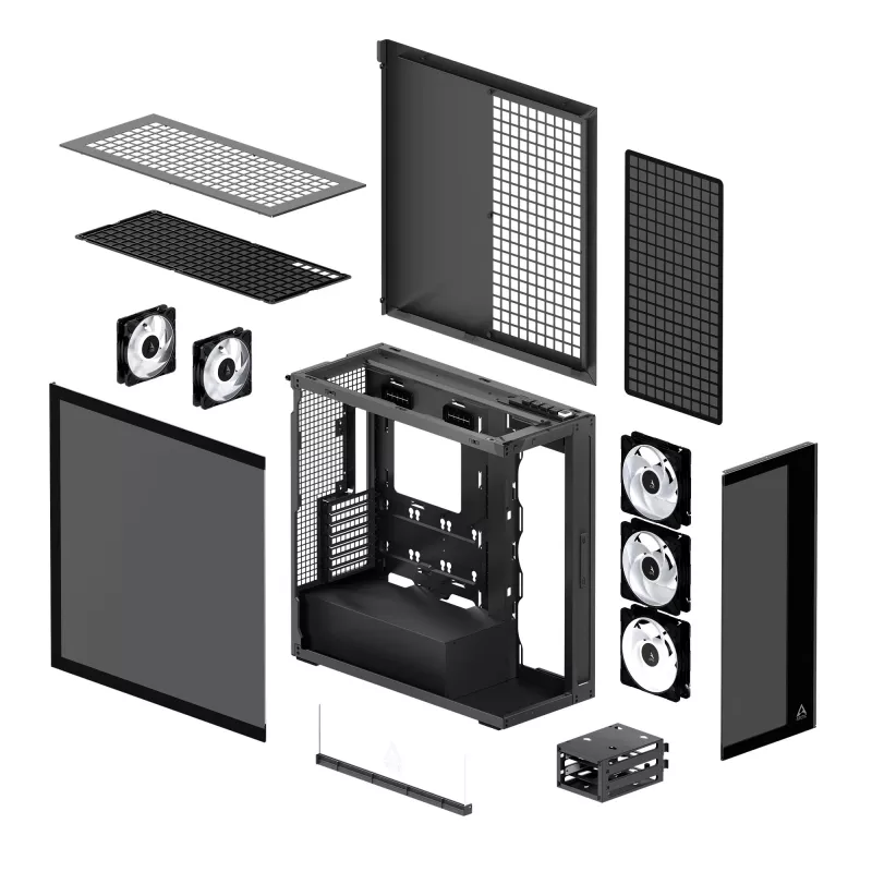 ARCTIC Xtender (Schwarz) Premium E-ATX PC-Gehäuse, Midi-Tower, PC, Schwarz, EATX, Metall, Tempered Glass, Gaming