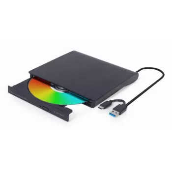 Internes DVD±RW-Laufwerk Gembird DVD-USB-031 — USB Type-C, 24x CD / 8x DVD, Frontlader, schwarz, 140×18×140 mm