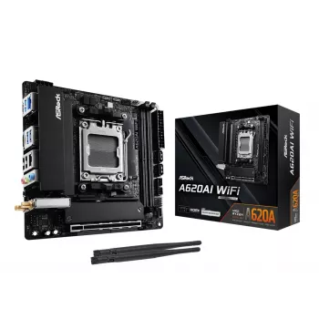 ASRock Motherboard A620AI Wi-Fi AM5 AMD A620A 2 X DDR5 1 X HDMI 2.1 Tmds/frl 8g Kompatibel mITX