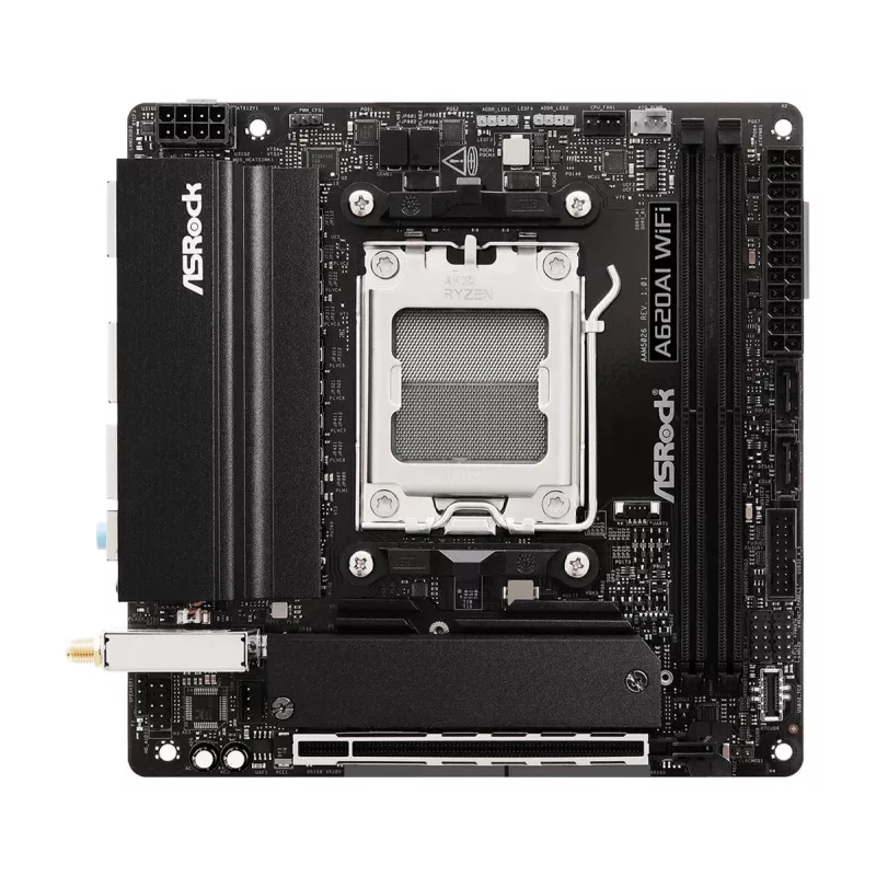 ASRock Motherboard A620AI Wi-Fi AM5 AMD A620A 2 X DDR5 1 X HDMI 2.1 Tmds/frl 8g Kompatibel mITX
