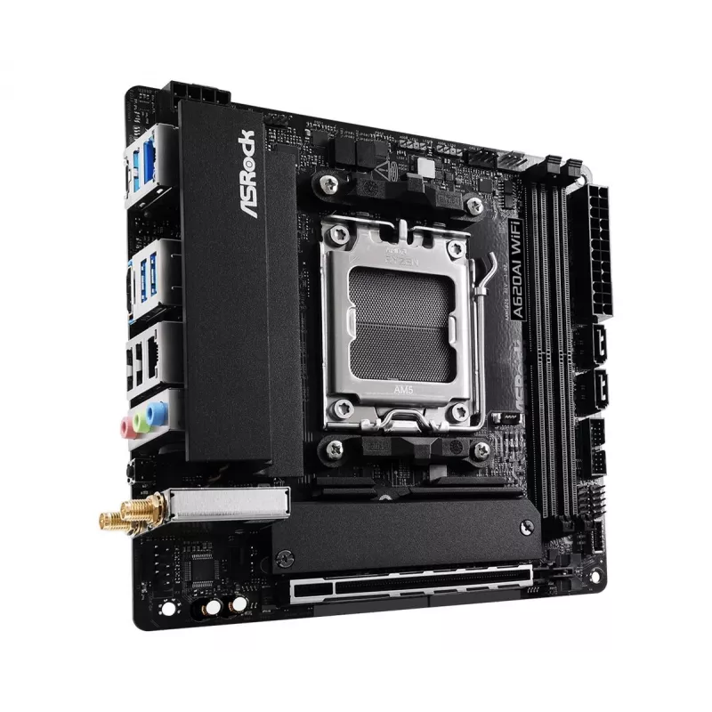 ASRock Motherboard A620AI Wi-Fi AM5 AMD A620A 2 X DDR5 1 X HDMI 2.1 Tmds/frl 8g Kompatibel mITX