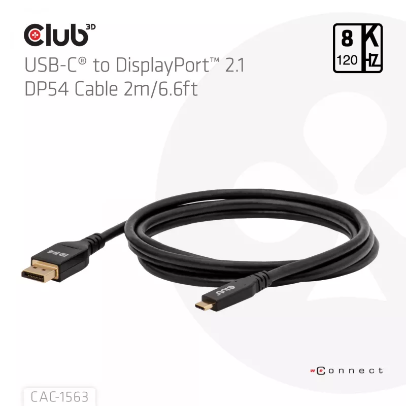 CLUB3D CAC-1563 Videokabel-Adapter 2 m USB Type-C DisplayPort Schwarz