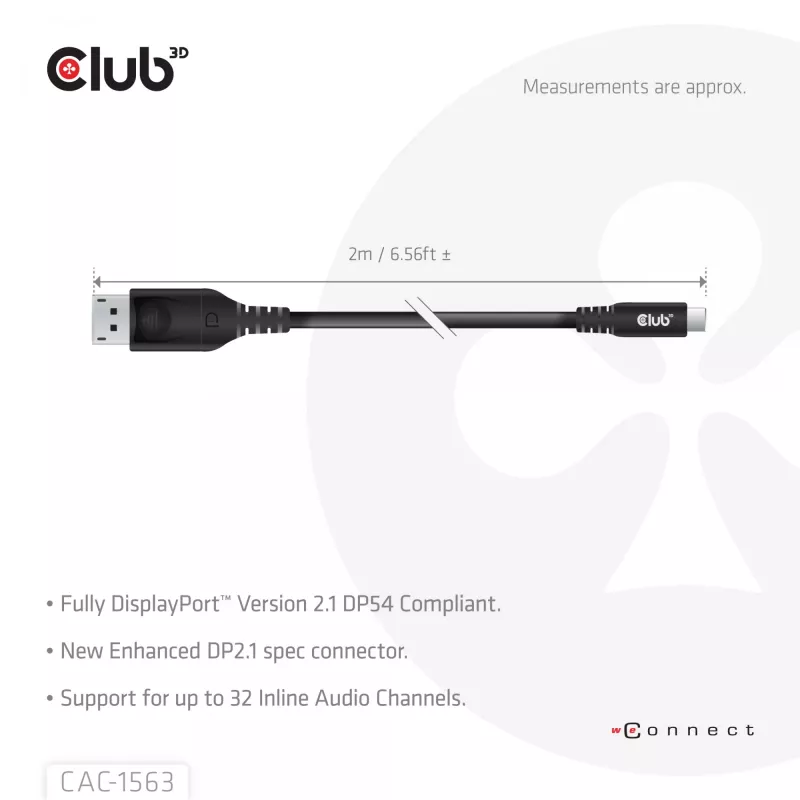 CLUB3D CAC-1563 Videokabel-Adapter 2 m USB Type-C DisplayPort Schwarz