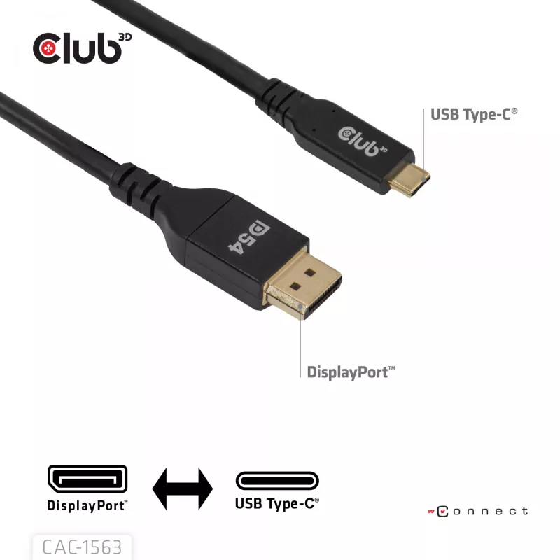 CLUB3D CAC-1563 Videokabel-Adapter 2 m USB Type-C DisplayPort Schwarz