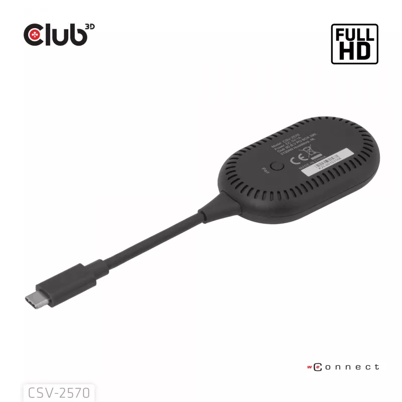 CLUB3D Wireless USB-C® to HDMI™, 1920 x 1080 Pixel, AV-Sender & -Empfänger, Kabelgebunden & Kabellos, Schwarz, HDCP