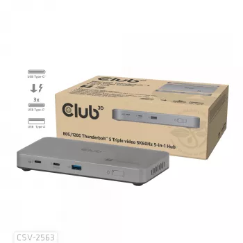 CLUB3D CSV-2563 5-1 Thunderbolt™ 5 Hub Triple video 5K60Hz Thunderbolt™ Share Zertifiziert 180 W