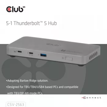 CLUB3D CSV-2563 5-1 Thunderbolt™ 5 Hub Triple video 5K60Hz Thunderbolt™ Share Zertifiziert 180 W