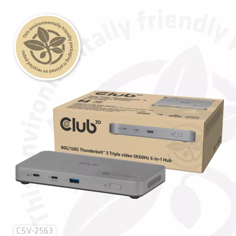 CLUB3D CSV-2563 5-1 Thunderbolt™ 5 Hub Triple video 5K60Hz Thunderbolt™ Share Zertifiziert 180 W