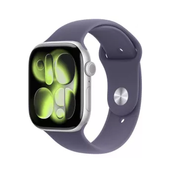 APPLE Watch Series 11 GPS 46mm silbernes Aluminiumgehäuse mit lila Nebel Sportarmband M/L