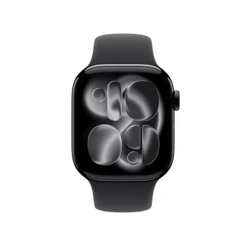 APPLE Watch Series 11 GPS + Cellular 42mm Jet Black Aluminium Gehäuse mit schwarzem Sportarmband S/M