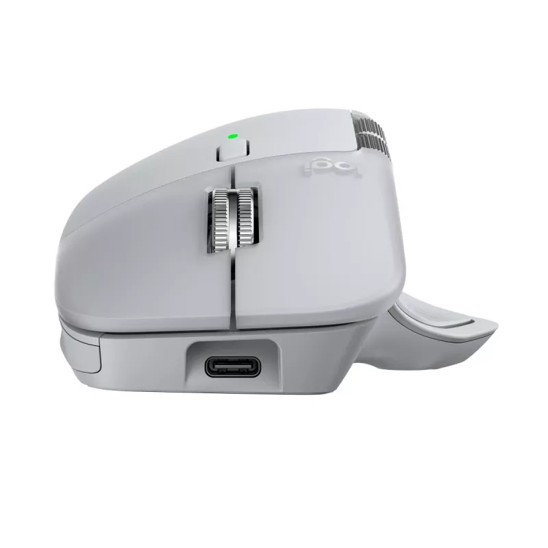 Logitech Maus MX Master 4 — rechtshändig, Laser 8000 DPI, RF Wireless + Bluetooth, 8 Tasten, grau