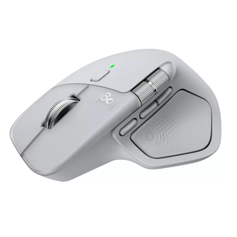 Logitech Maus MX Master 4 — rechtshändig, Laser 8000 DPI, RF Wireless + Bluetooth, 8 Tasten, grau
