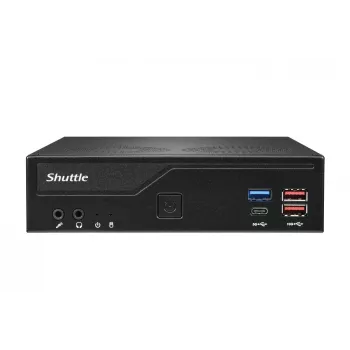 Shuttle Slim PC DH770, S1700, 2x HDMI, 2x DP, 2x 2.5G LAN, 2x COM, 8x USB, 1x 2,5 Zoll, 2x M.2, 24/7 Dauerbetrieb, inkl. VESA