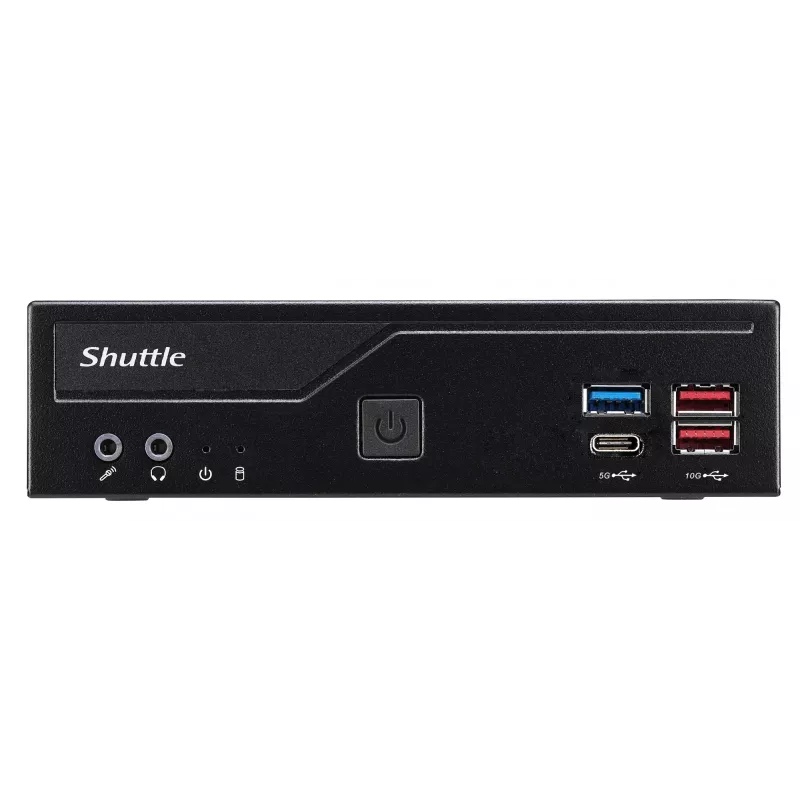 Shuttle Slim PC DH770, S1700, 2x HDMI, 2x DP, 2x 2.5G LAN, 2x COM, 8x USB, 1x 2,5 Zoll, 2x M.2, 24/7 Dauerbetrieb, inkl. VESA