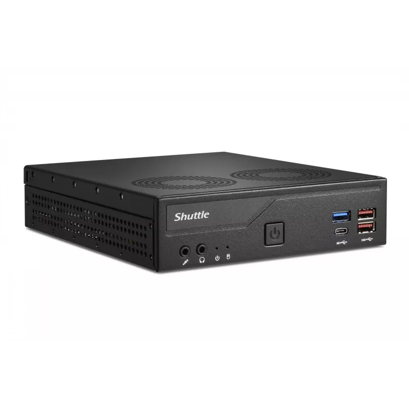 Shuttle Slim PC DH770, S1700, 2x HDMI, 2x DP, 2x 2.5G LAN, 2x COM, 8x USB, 1x 2,5 Zoll, 2x M.2, 24/7 Dauerbetrieb, inkl. VESA