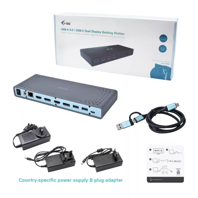 i-tec USB 3.0 / USB-C / Thunderbolt 3 Dual Display Docking Station