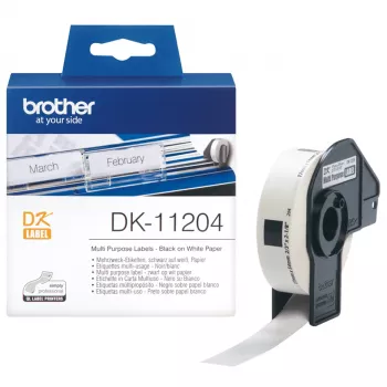 Brother Mehrzwecketiketten, Schwarz auf Weiß, 400 Stk., DK, Weiß, Thermodirekt, China
