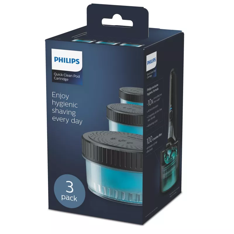Philips Quick Clean Pod Kartusche CC13/50 3er-Pack Reinigungskartuschen für elektrische Rasierköpfe