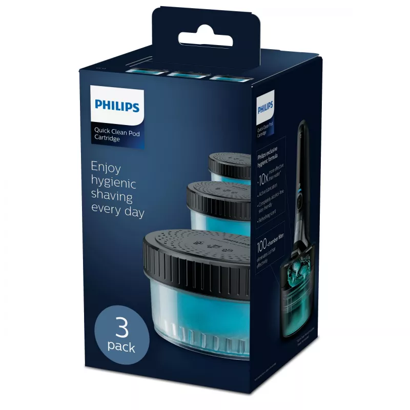 Philips Quick Clean Pod Kartusche CC13/50 3er-Pack Reinigungskartuschen für elektrische Rasierköpfe