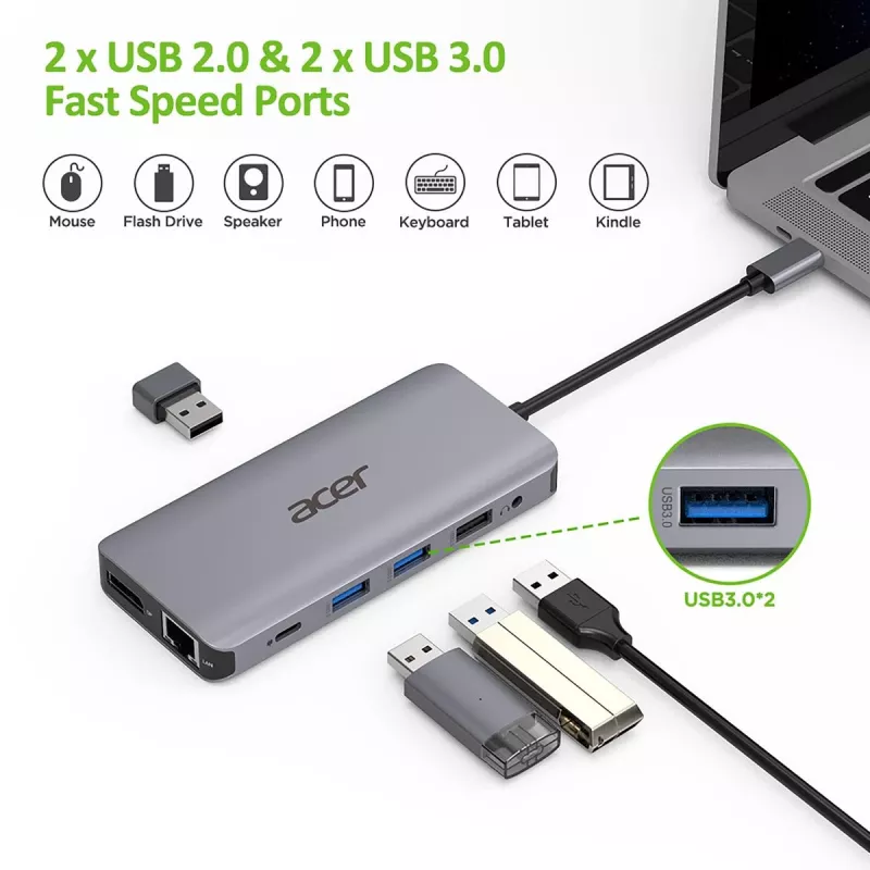 ACER 12in1 Type C Dongle Silber