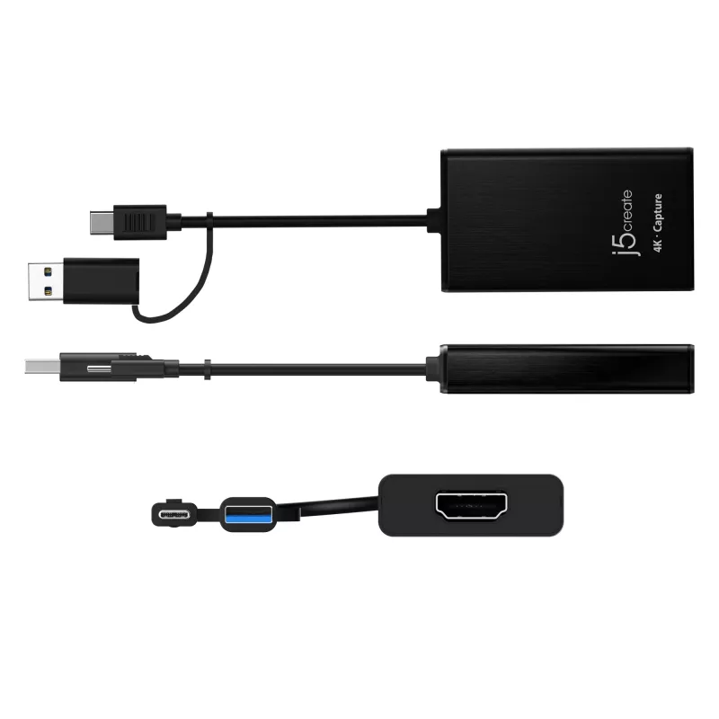 j5create JVA11-N 4K HDMI™ Capture Adapter, Schwarz, USB 3.2 Gen 1 (3.1 Gen 1), 3840 x 2160 Pixel, Aluminium, 0,19 m, Taiwan
