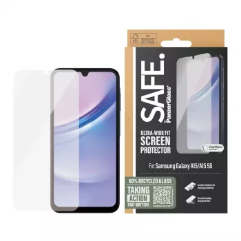 PanzerGlass SAFE. by ® Displayschutzfolie für Samsung Galaxy A15 | A15 5G | Ultra-Wide Fit mit EasyAligner