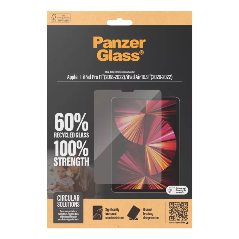 PanzerGlass® Displayschutzfolie iPad Pro 11'' (2018-2022) | iPad Air 10,9'' (2020, 2022) | Ultra-Wide Fit