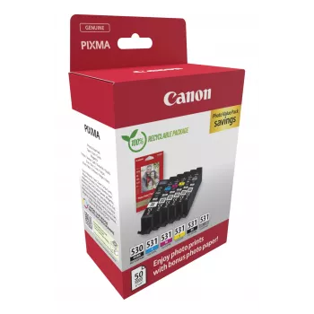Canon PGI-530/CLI-531 PVP Tintenpatrone 6 Stück Original Schwarz, Cyan, Grau, Magenta, Fotoschwarz, Gelb
