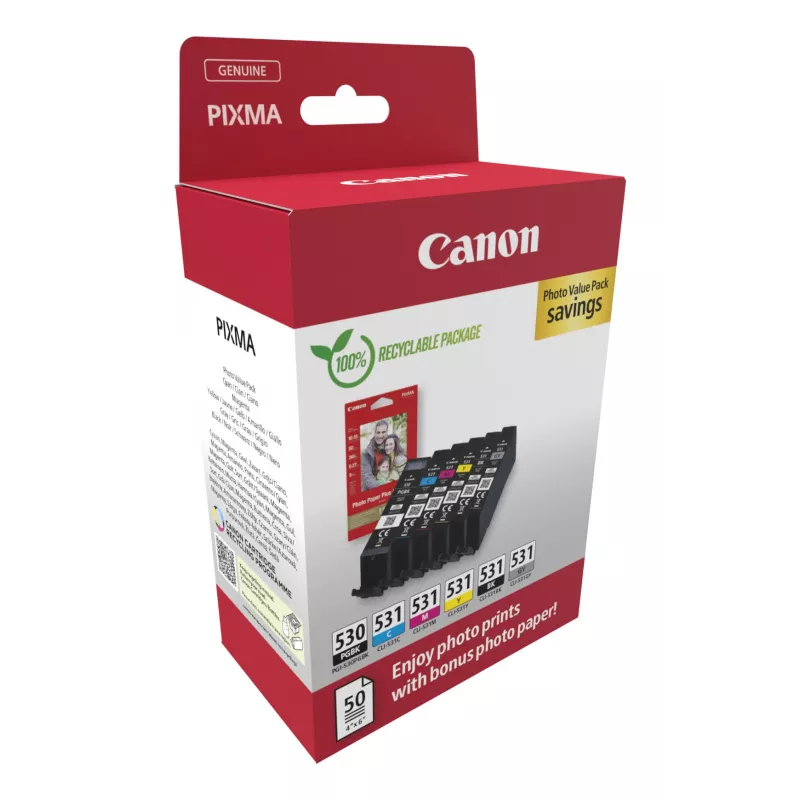 Canon PGI-530/CLI-531 PVP Tintenpatrone 6 Stück Original Schwarz, Cyan, Grau, Magenta, Fotoschwarz, Gelb