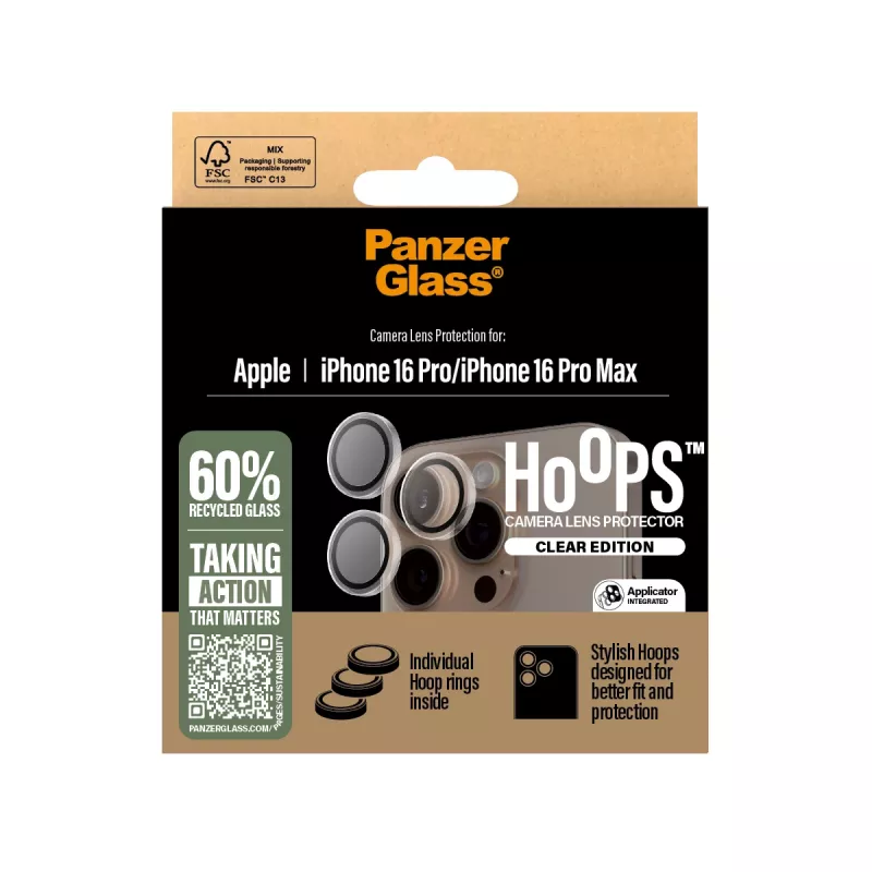 PanzerGlass ® Hoops® Kameralinsen-Schutz Transparent iPhone 16 Pro | 16 Pro Max