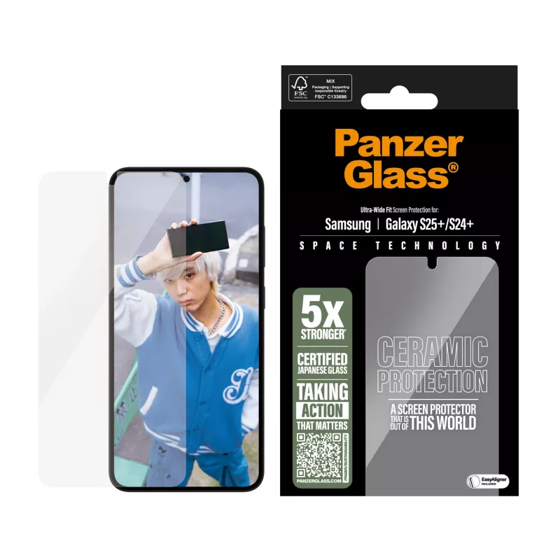 PanzerGlass ® Keramik-Displayschutz für Samsung Galaxy S25+ | S24+ | Ultra-Wide Fit mit EasyAligner
