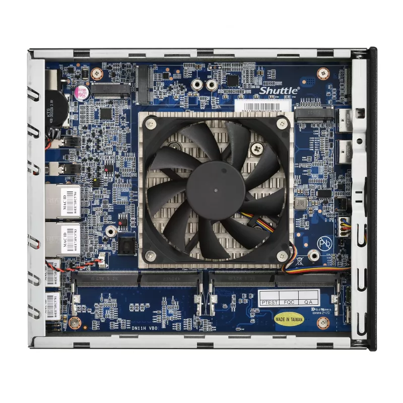 Shuttle Slim AI PC DN11H9 Intel Core Ultra 9 185H, Intel Arc Grafik, 2xHDMI, 2x DP, 4x 2,5 Gbit LAN, VESA, 24/7 Dauerbetrieb