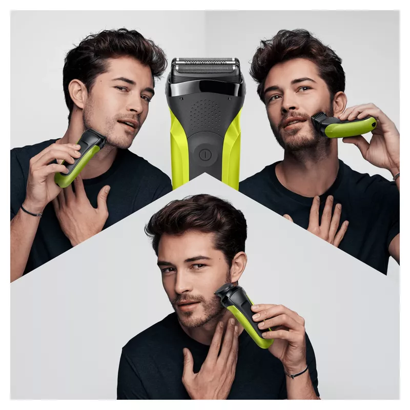 Braun Series 3 Shave&Style 300BT Elektrorasierer, Rasierer für Herren, Schwarz/Volt Green