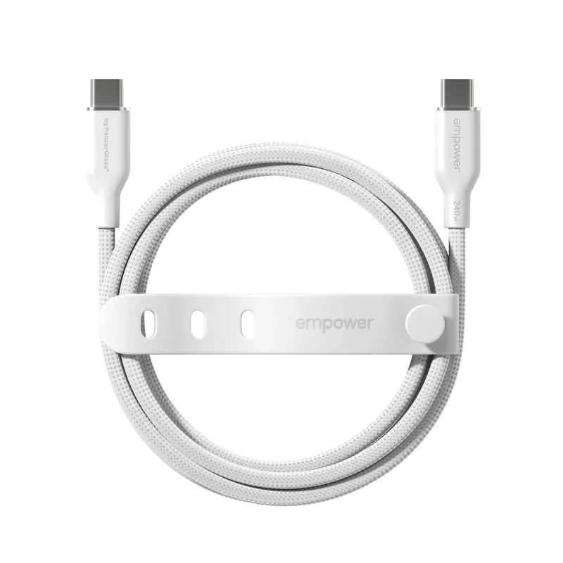 PanzerGlass empower™ by ® Racing 240W USB-C-auf-USB-C-Kabel | USB 2.0 | 2 m | Silberweiß