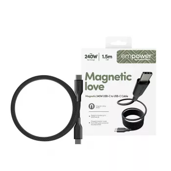 PanzerGlass empower™ by ® Magnetic 240W USB-C to USB-C Kabel | USB 2.0 | 1,5 m | Space Schwarz