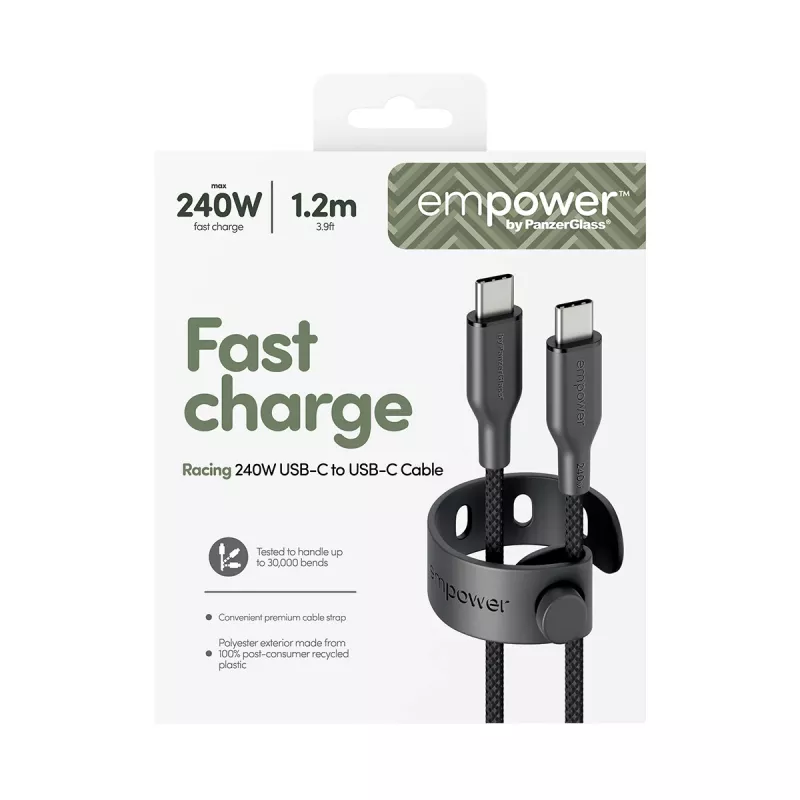 PanzerGlass empower™ by ® Racing 240W USB-C-auf-USB-C-Kabel | USB 2.0 | 1,2 m | Space Schwarz