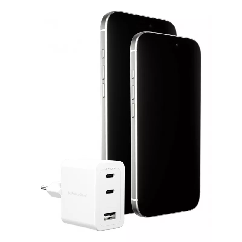 PanzerGlass empower™ by ® Turbo 70W Multiple Charger incl. 2 x USB-C + USB-A | EU Plug | Silver White