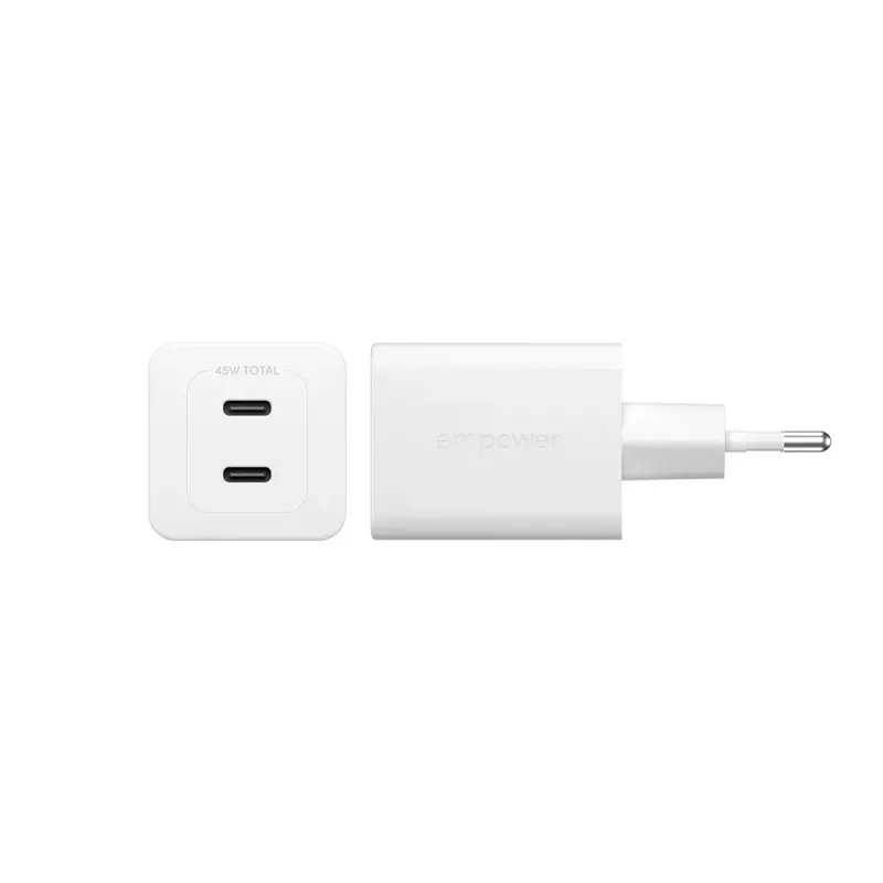 PanzerGlass empower™ by ® Turbo 45W Charger incl. 2 x USB-C | EU Plug | Silver White