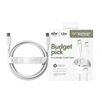PanzerGlass empower™ by ® Racing 60W USB-C-zu-USB-C-Kabel | USB 2.0 | 1,2 m | Silberweiß